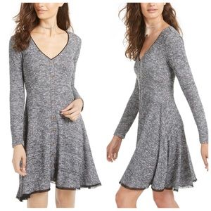 Marled Rib-Knit Flat and Flare Dress